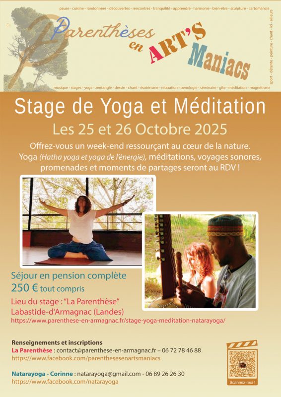 Stage de Yoga, Méditation et Voyages Sonores avec Corinne et Mawana - Parenthèse en Art's Maniacs - Labastide d'Armagnac