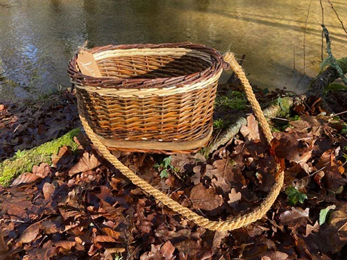 Corbeille en osier avec anse coton - Atelier vannerie - La Parenthèse - Labastide d'Armagnac