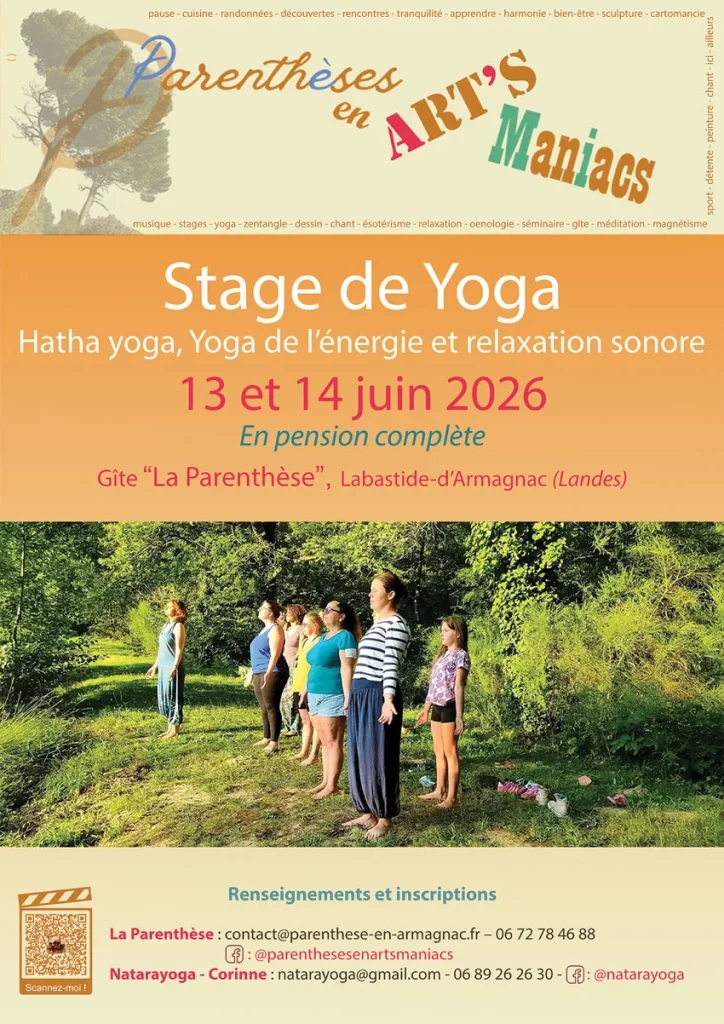Stage de Hatha Yoga les 13 et 14 juin 2026 avec Corinne - La Parenthèse en Armagnac