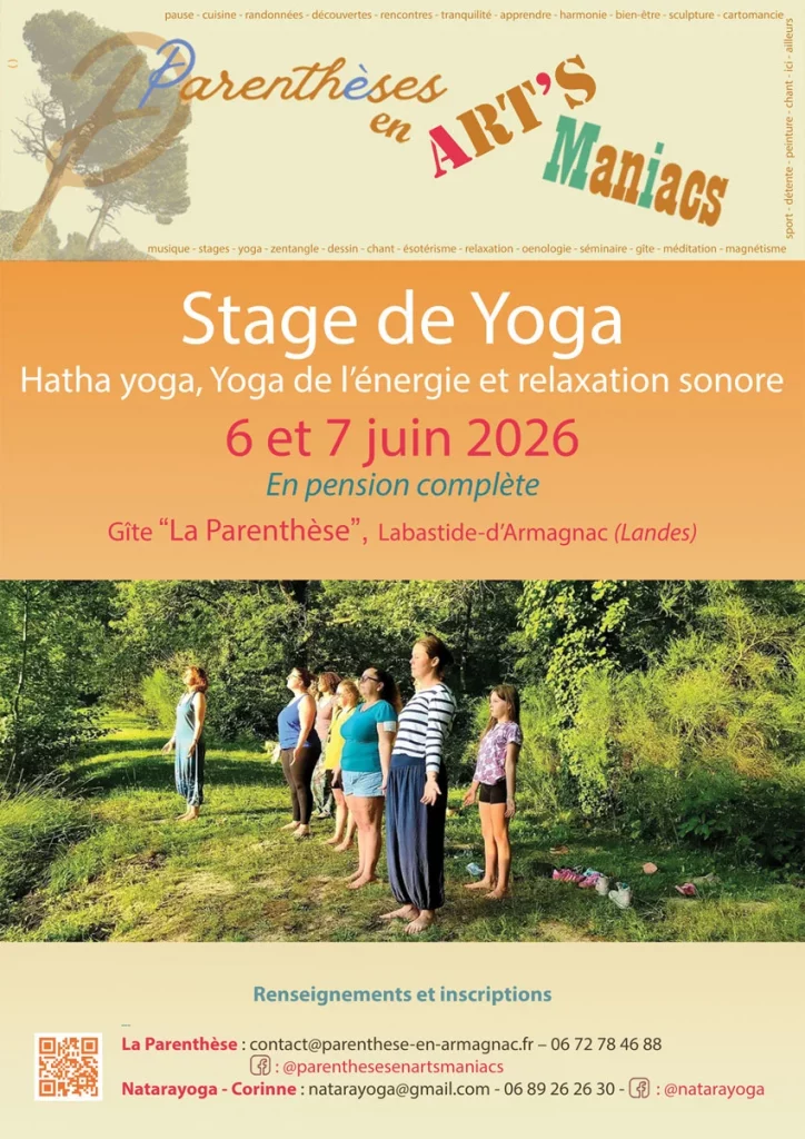 Stage de Hatha Yoga les 6 et 7 juin 2026 avec Corinne - La Parenthèse en Armagnac