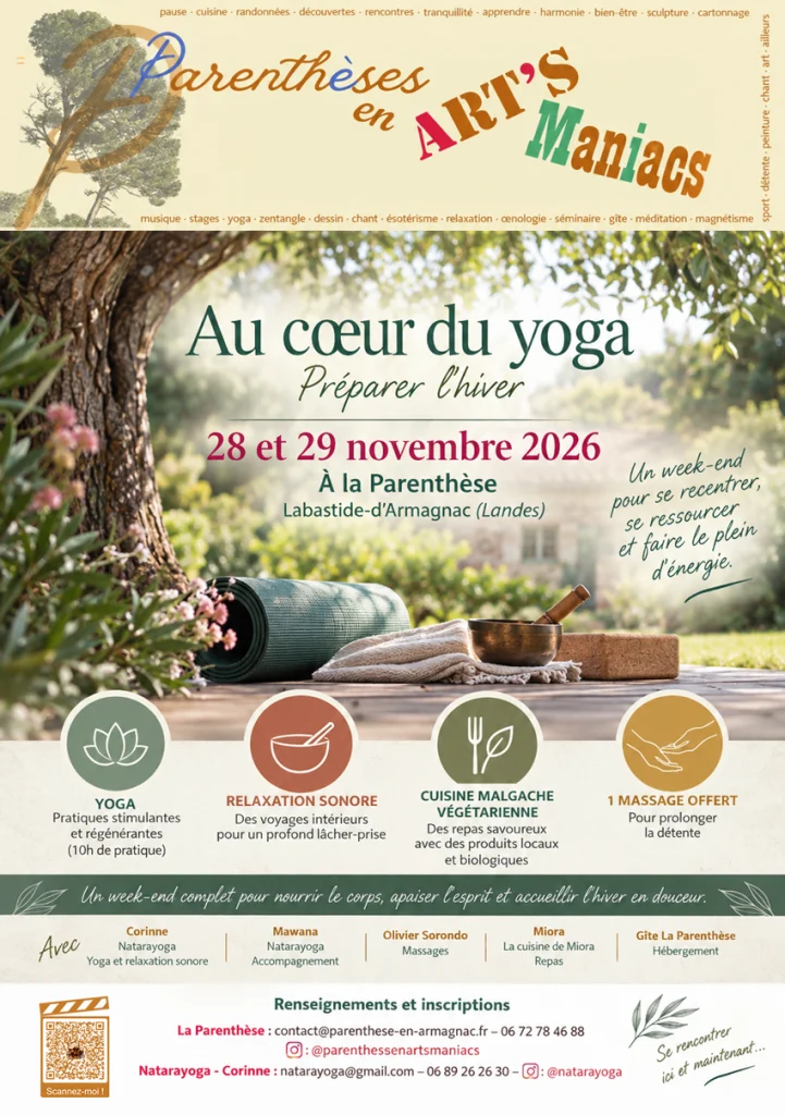 Stage Natarayoga et realaxation sonore - Corrine - Novembre 2026 - Parenthèses en Art's Maniacs